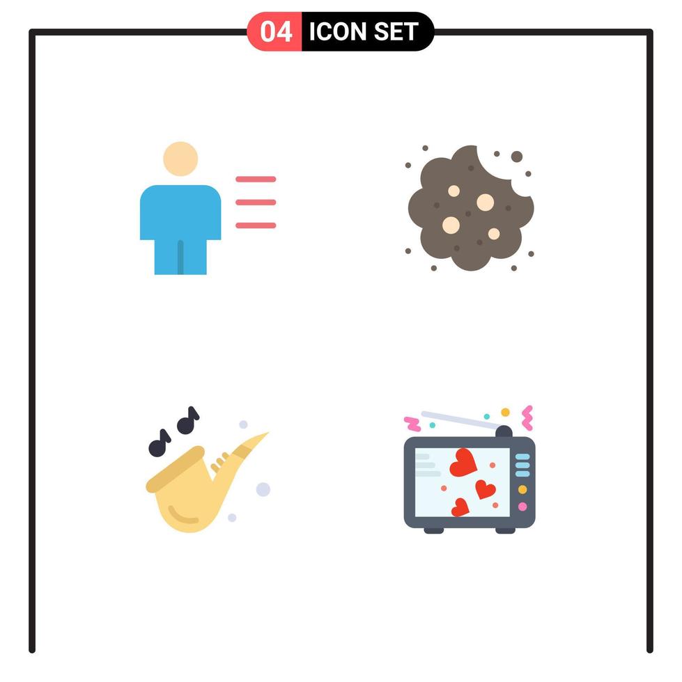 groupe de 4 icônes plates signes et symboles pour les détails de l'instrument d'analyse cookie jouer éléments de conception vectoriels modifiables vecteur