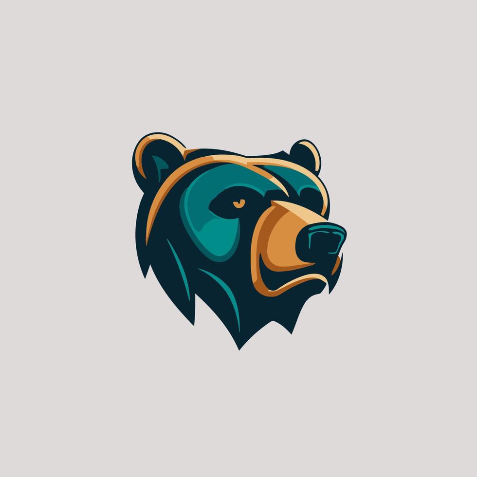 modèle de conception de symbole de logo de tête d'ours grizzly, emblème, logo de sport vecteur