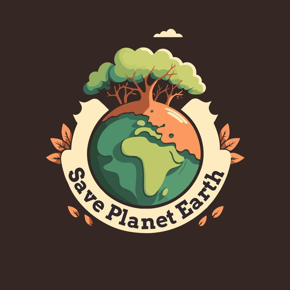 sauver la planète terre globe terrestre environnement vert et concept de jour de la terre illustration vectorielle vecteur