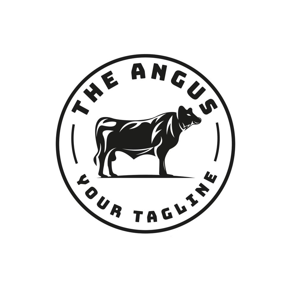 inspiration classique de ranch angus rustique rétro vintage, vecteur de conception de logo de timbre d'étiquette