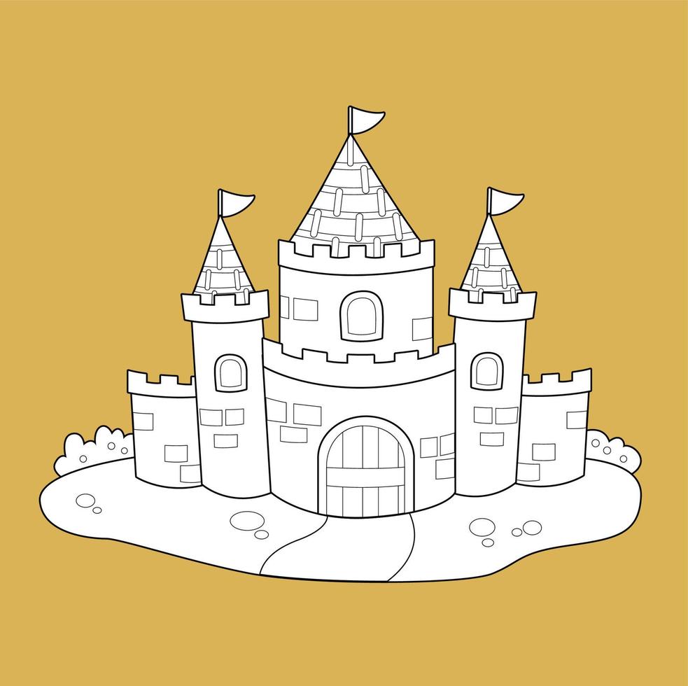 timbre numérique de dessin animé de château de royaume mignon vecteur