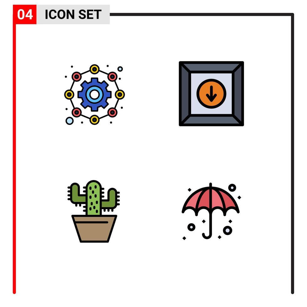 pack de 4 signes et symboles de couleurs plates modernes pour les supports d'impression Web tels que le pot d'affiliation produit de travail plage éléments de conception vectoriels modifiables vecteur