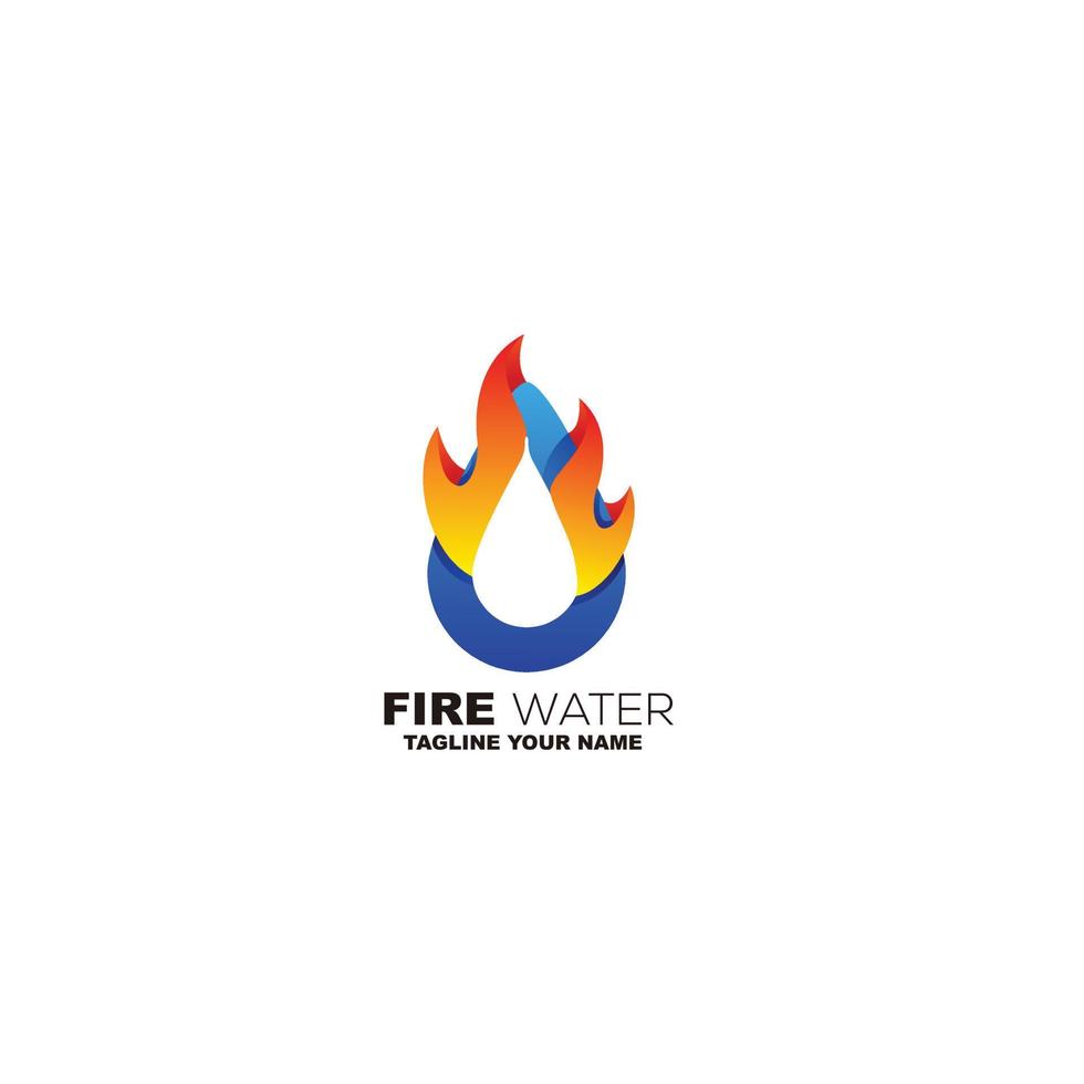 illustration de conception colorée de logo d'eau de feu vecteur