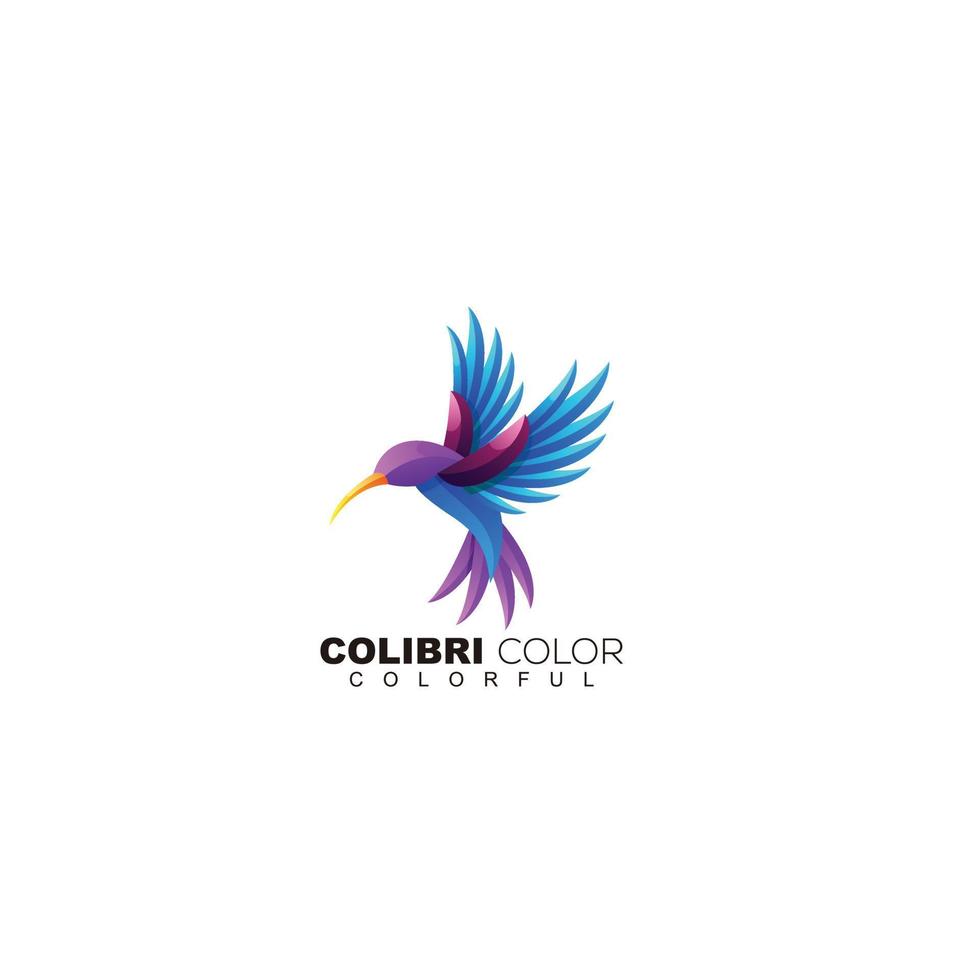 dégradé de conception de modèle de logo coloré colibri vecteur