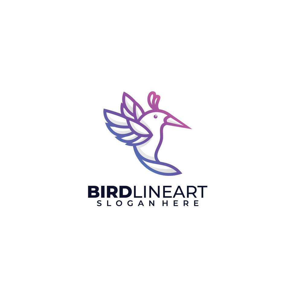 colibri oiseau dessin au trait logo design dégradé de couleur vecteur