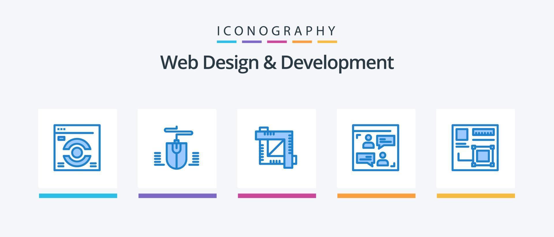 pack d'icônes bleues de conception et de développement web 5, y compris numérique. le navigateur. outil de conception. de l'art. utilisateur. conception d'icônes créatives vecteur