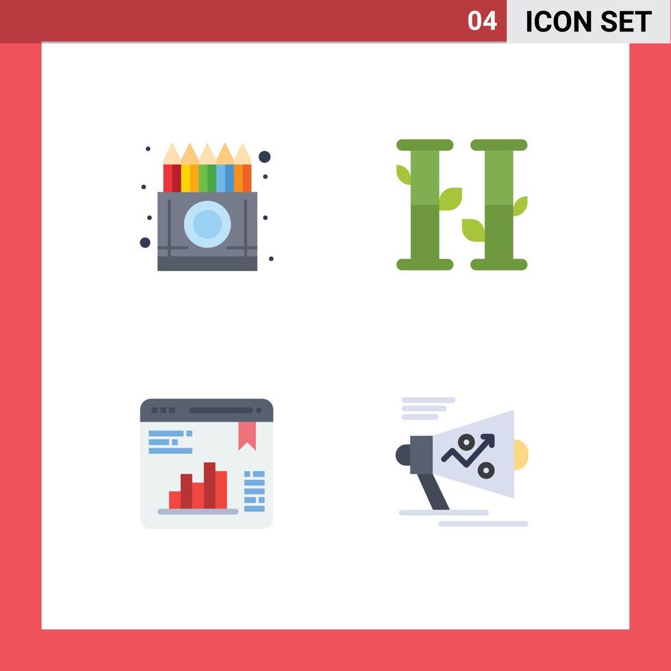 ensemble de 4 icônes vectorielles plates sur la grille pour les données de boîte dessin nature web stats éléments de conception vectoriels modifiables vecteur