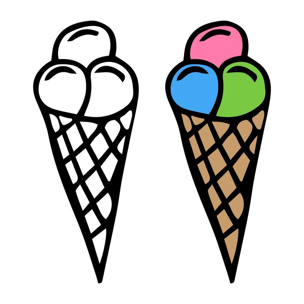 illustration vectorielle de ligne de crème glacée, livre de coloriage de crème glacée vecteur