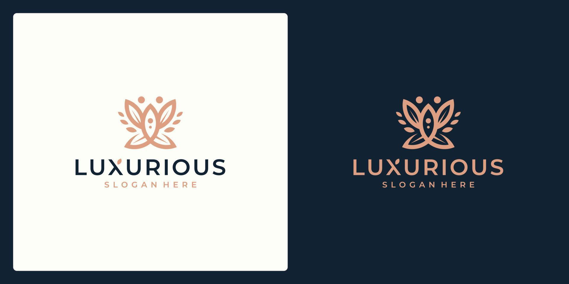 concept de conception de logo de luxe, logo de fleur de lotus, modèle de logo de beauté ou de spa vecteur