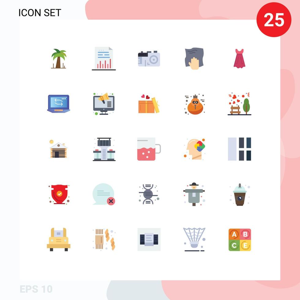 25 concept de couleur plate pour les sites Web mobiles et applications fille gommage caméra frotter éléments de conception vectoriels modifiables à la main vecteur