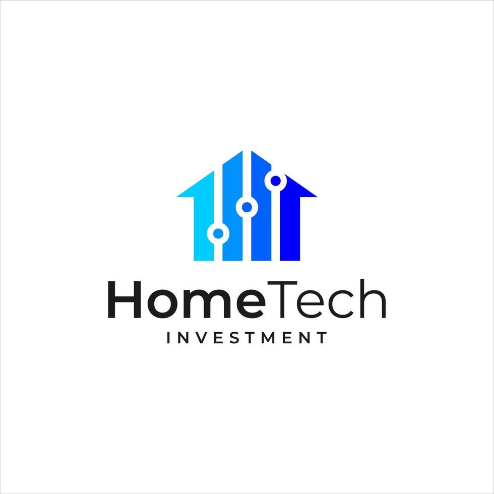 inspiration de logo qui combine la forme d'une maison et la forme d'un logo d'investissement et de technologie vecteur