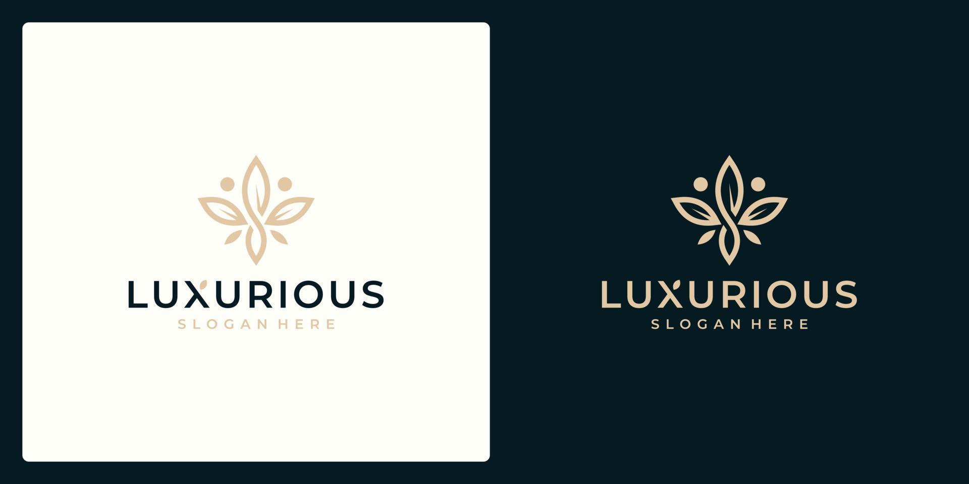 concept de conception de logo de luxe, logo de fleur de lotus, modèle de logo de beauté ou de spa vecteur