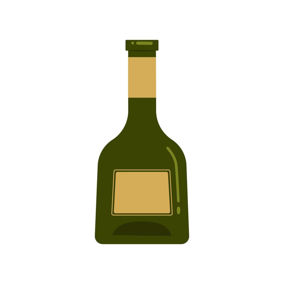 bouteille en verre pour le vin. illustration vectorielle dans un style plat. objet isolé sur fond blanc vecteur