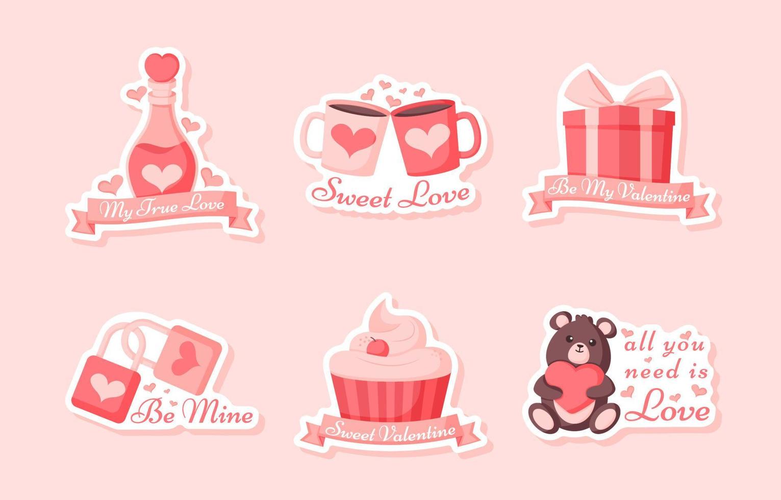 salutation de la saint valentin stickers vecteur