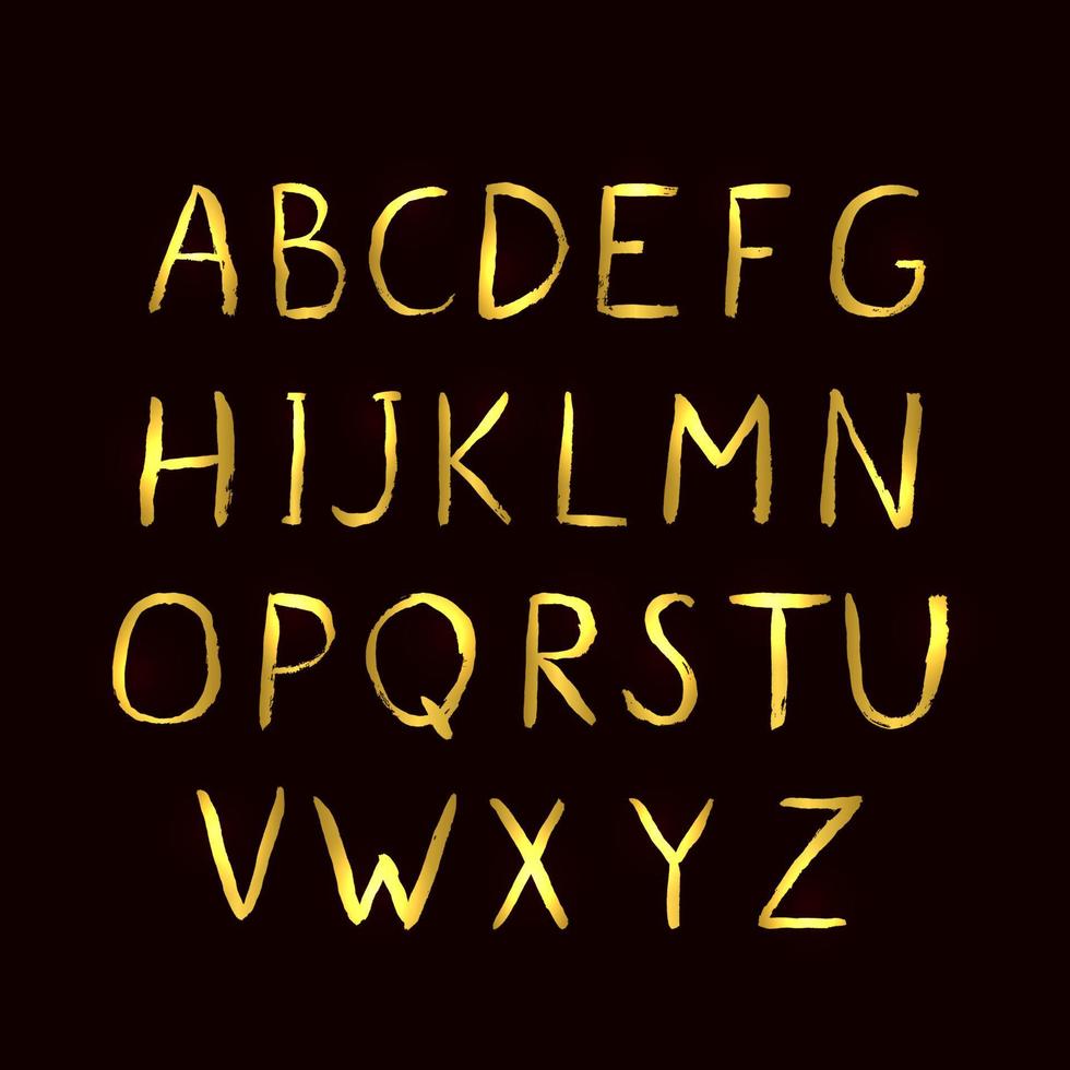 affiche éducative avec lettres dorées majuscules latines dessinées à la main vecteur