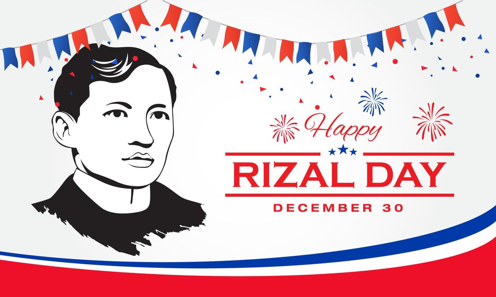 carte de voeux joyeux jour de rizal. illustration vectorielle pour carte de voeux, affiche et bannière vecteur