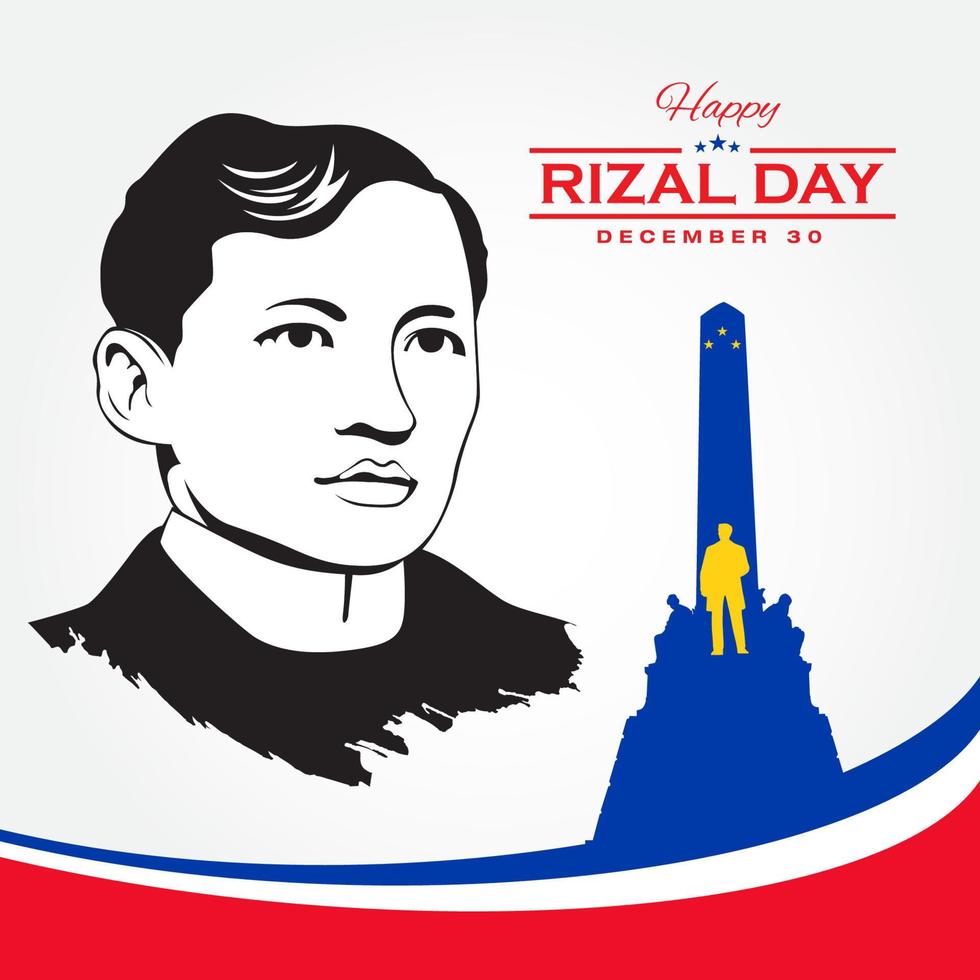 carte de voeux joyeux jour de rizal. illustration vectorielle pour carte de voeux, affiche et bannière vecteur