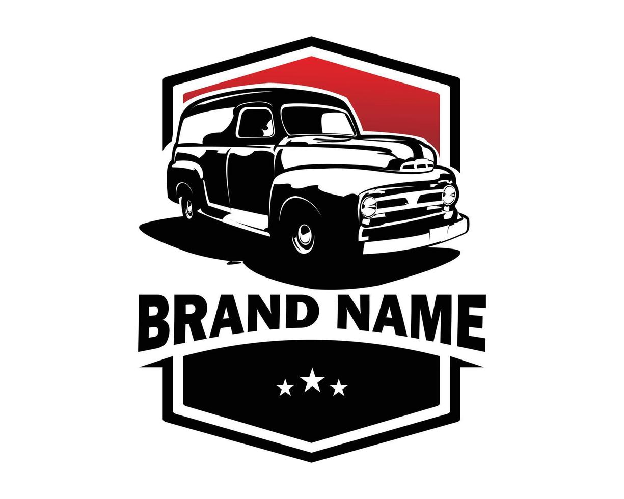 silhouette de logo de camion de panneau classique utilisant la vue de fond blanc de côté. parfait pour les badges, les emblèmes, les icônes, les conceptions d'autocollants et l'industrie du camionnage. illustration vectorielle en eps 10. vecteur