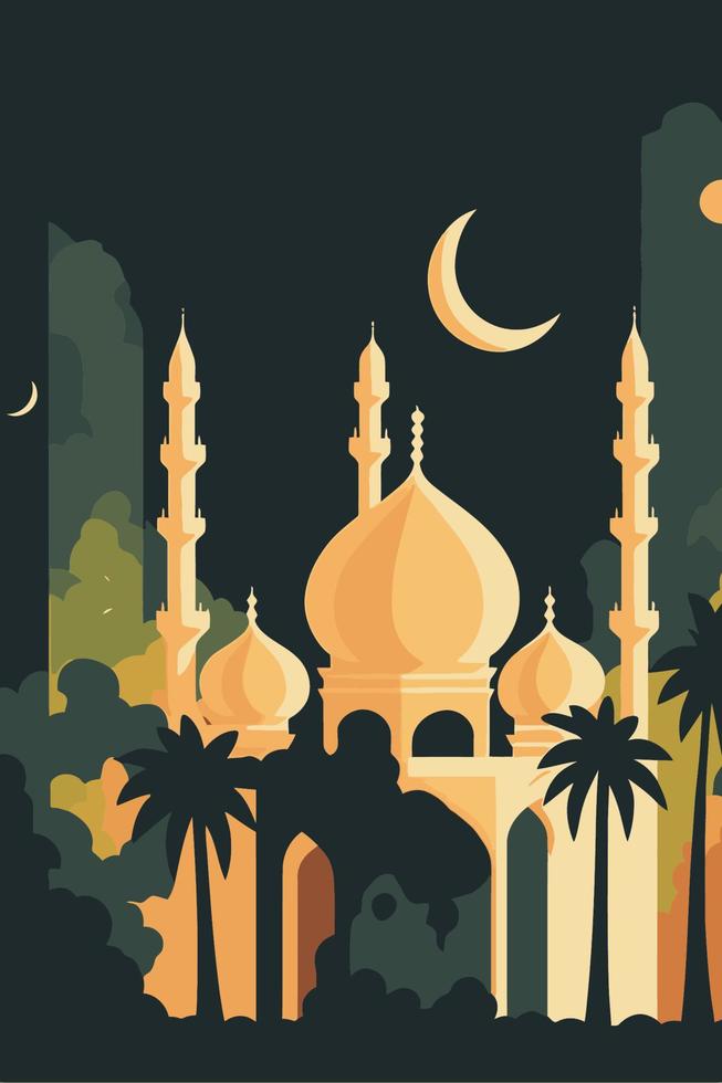 fond de mosquée islamique islam, modèle de conception de carte de voeux ramadan vecteur