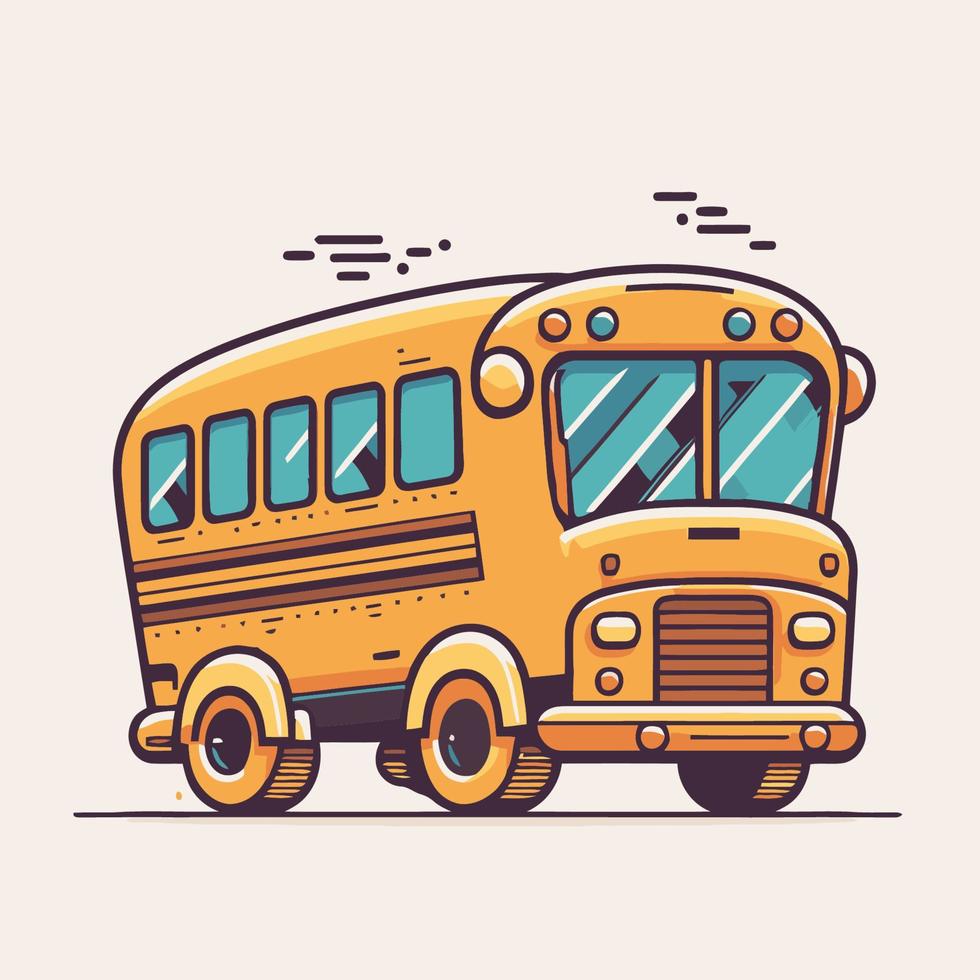 illustration du logo de l'icône du vecteur de couleur plate de l'autobus scolaire jaune