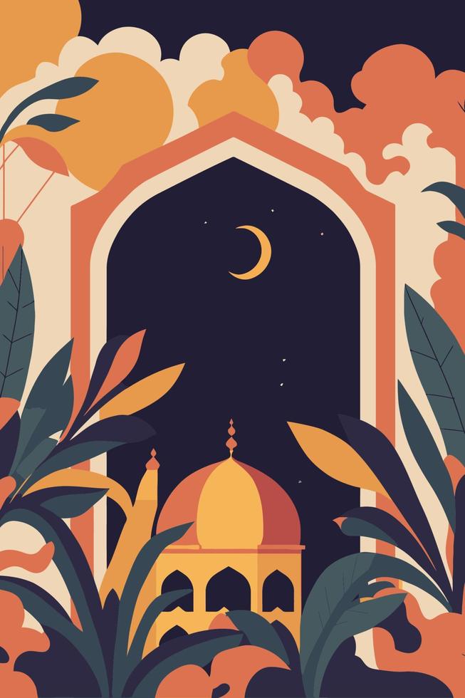 fond de mosquée islamique islam, modèle de conception de carte de voeux ramadan vecteur