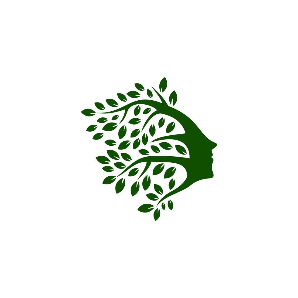 logo tête de femme nature vecteur