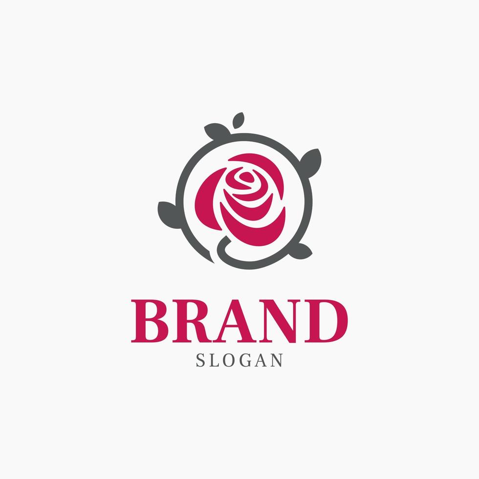 cercle rose branche logo fleuriste vecteur