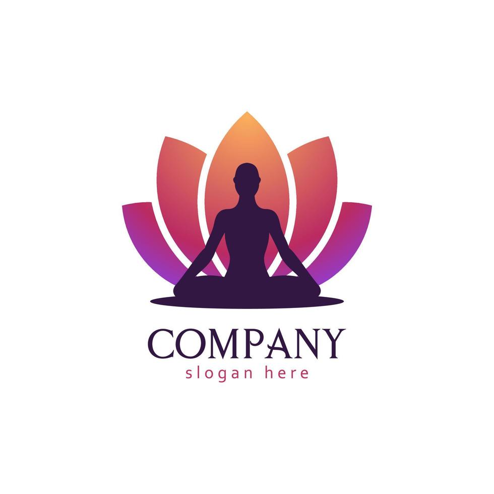 lotus yoga silhouette femme logo vecteur
