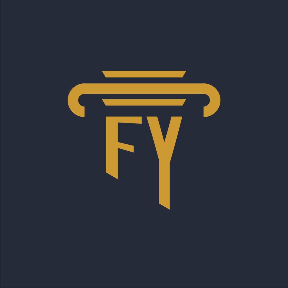 monogramme de logo initial fy avec image vectorielle de conception d'icône de pilier vecteur