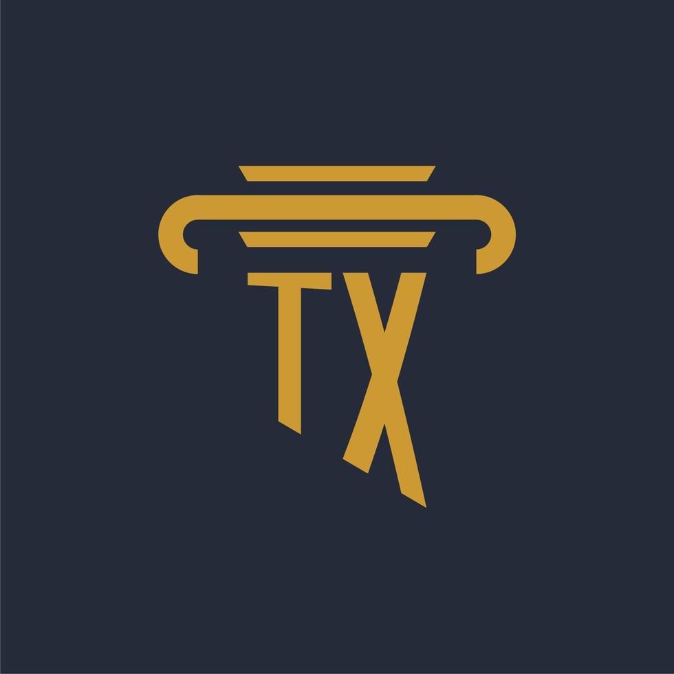monogramme de logo initial tx avec image vectorielle de conception d'icône de pilier vecteur