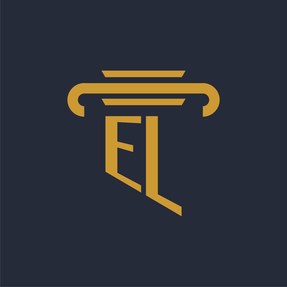 monogramme de logo initial el avec image vectorielle de conception d'icône de pilier vecteur