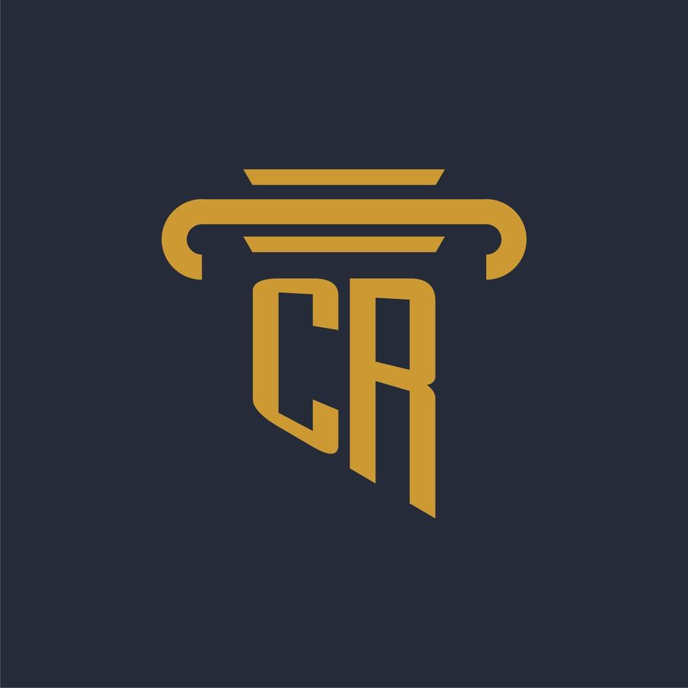 monogramme de logo initial cr avec image vectorielle de conception d'icône de pilier vecteur