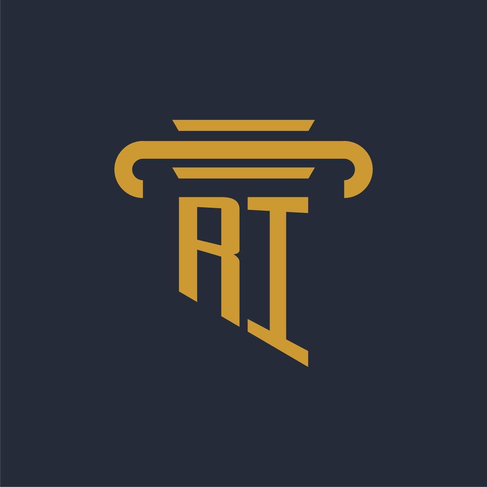 monogramme de logo initial ri avec image vectorielle de conception d'icône de pilier vecteur