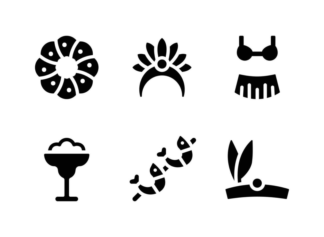ensemble simple d'icônes solides vectorielles du festival du mardi gras vecteur