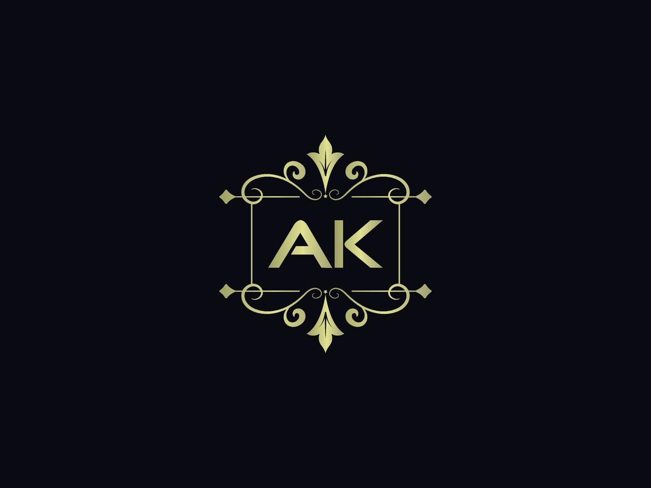 icône initiale du logo ak, création unique du logo de la lettre de luxe ak vecteur