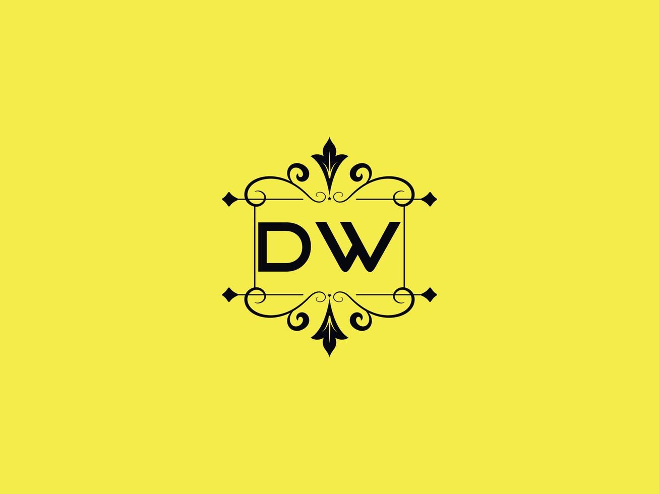 icône de logo dw coloré, stock de logo de lettre de luxe dw minimaliste vecteur