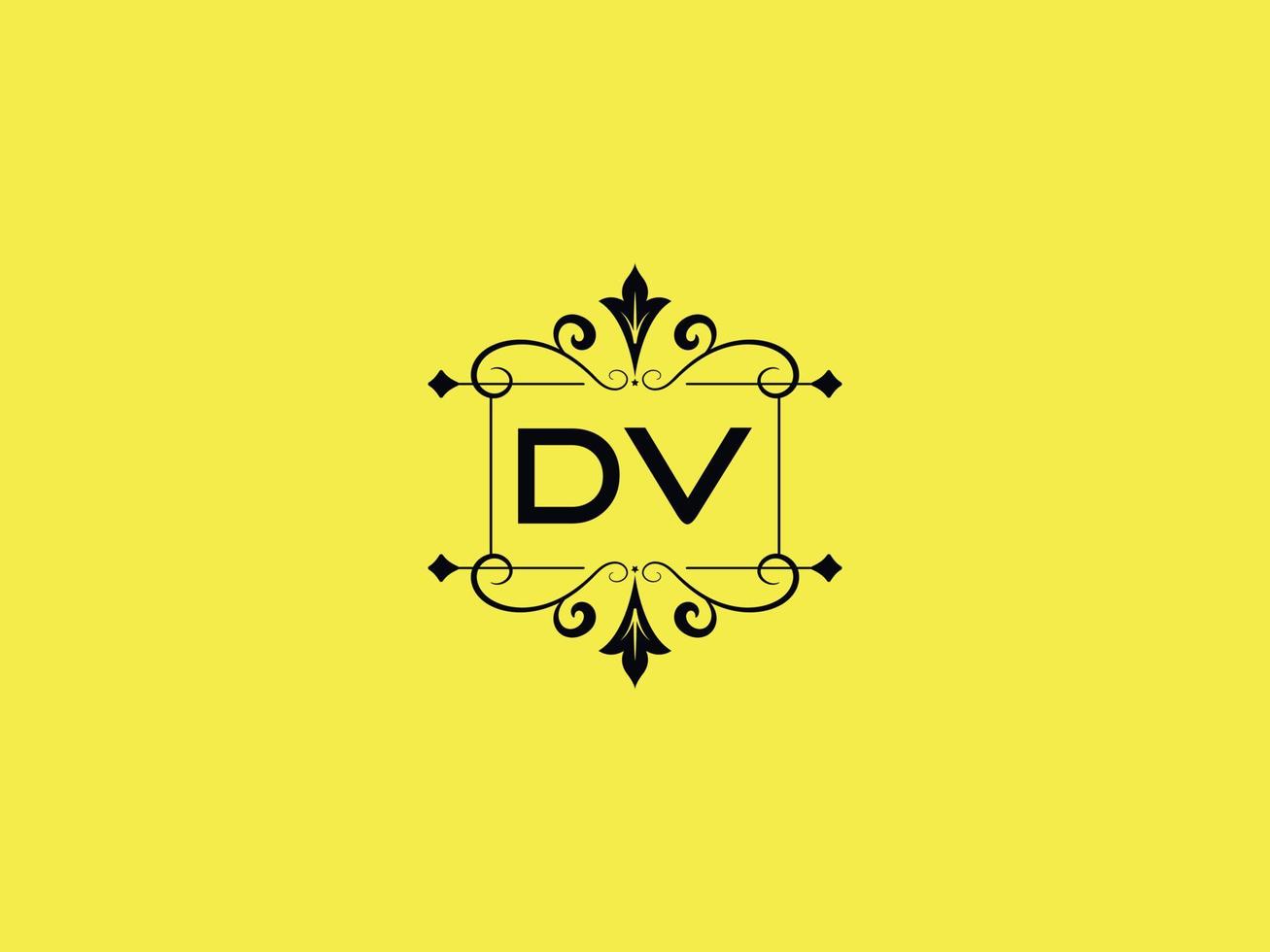 icône de logo dv coloré, stock de logo de lettre de luxe dv minimaliste vecteur