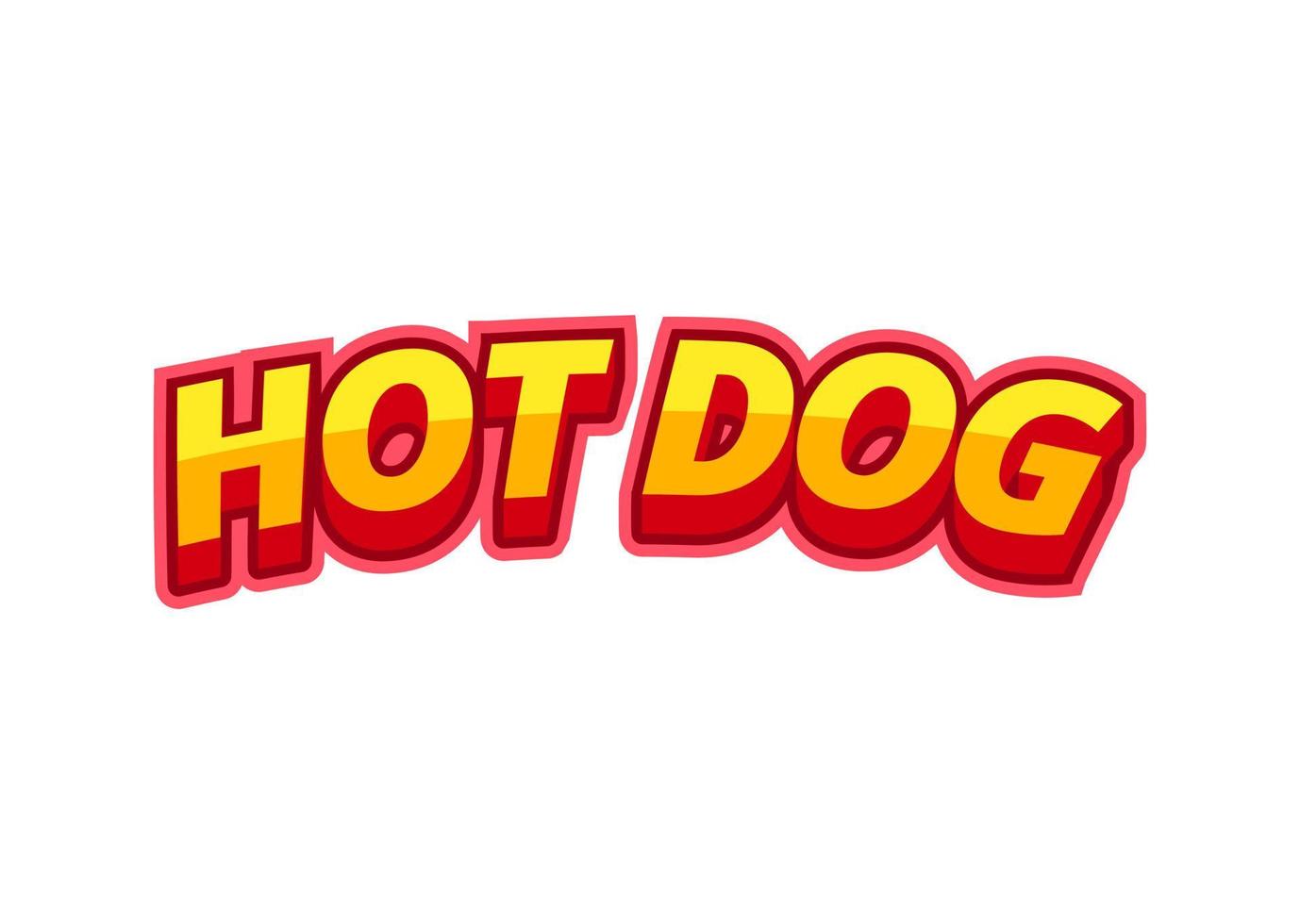 inscription hot-dog dans un style pop-art sur fond blanc à partir de lettres multicolores. pour la décoration et l'impression de menus monstres. illustration vectorielle. vecteur