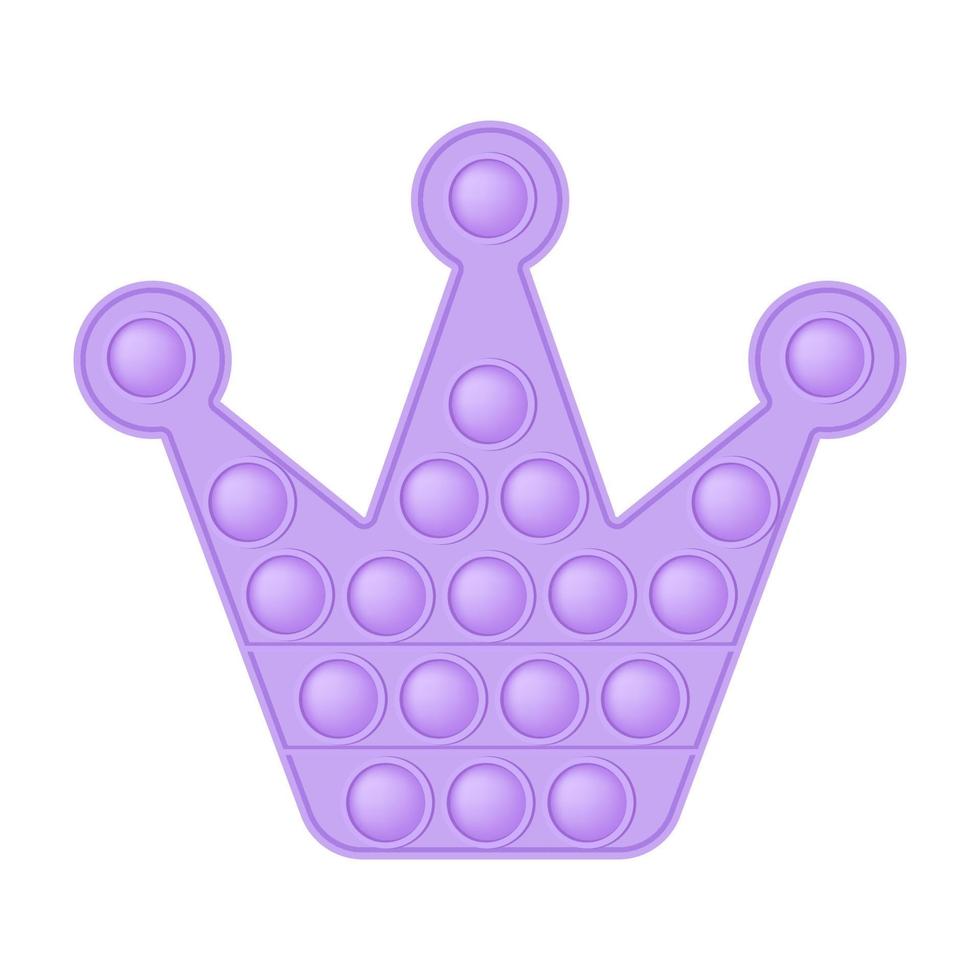 popping toy purple crown un jouet en silicone à la mode pour les fidgets. jouet anti-stress addictif de couleur rose pastel. jouet de développement sensoriel à bulles pour les doigts des enfants. illustration vectorielle isolée vecteur