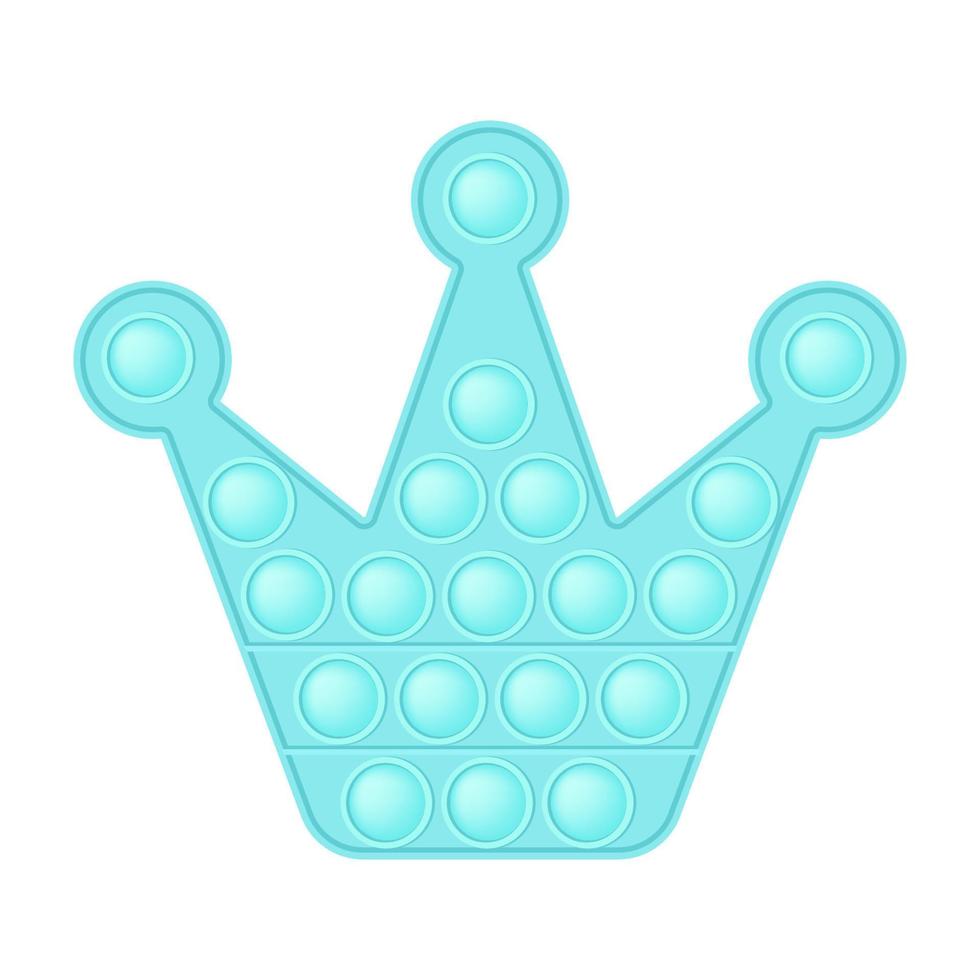 popping toy blue crown un jouet en silicone à la mode pour les fidgets. jouet anti-stress addictif de couleur rose pastel. jouet de développement sensoriel à bulles pour les doigts des enfants. illustration vectorielle isolée vecteur