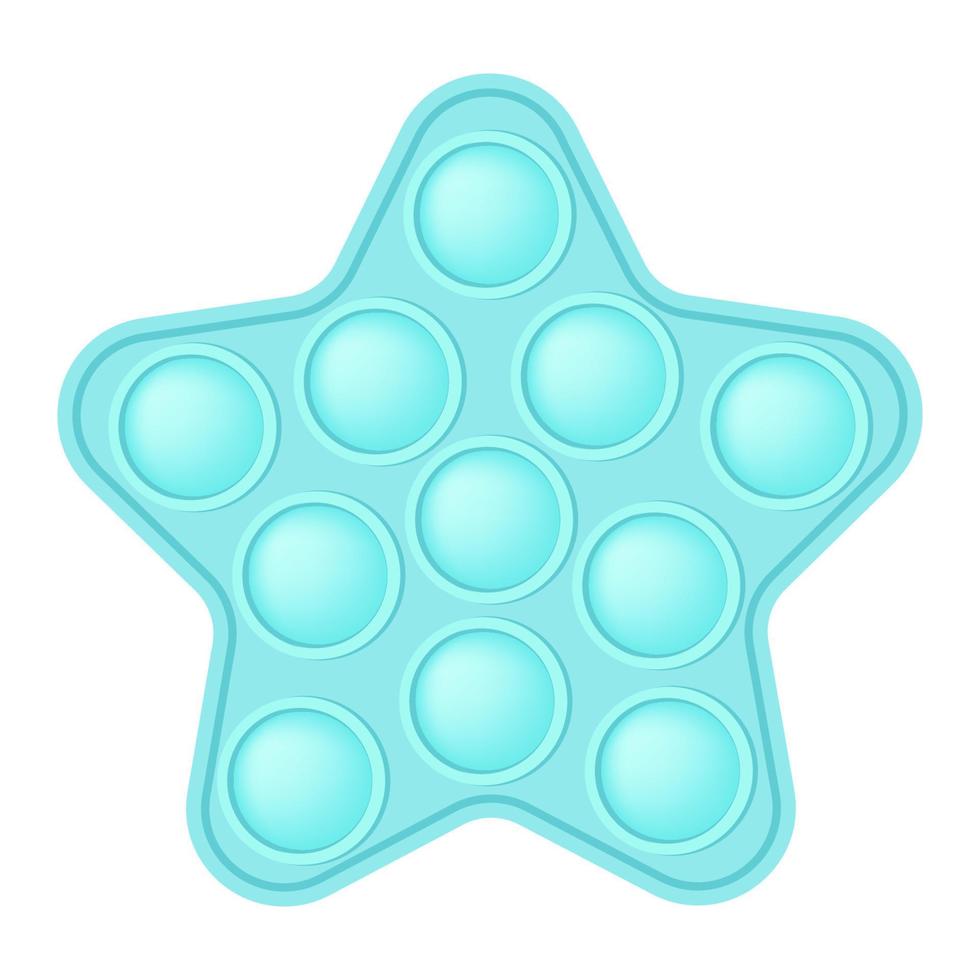 popping toy blue star un jouet en silicone à la mode pour les fidgets. jouet anti-stress addictif de couleur rose pastel. jouet de développement sensoriel à bulles pour les doigts des enfants. illustration vectorielle isolée vecteur