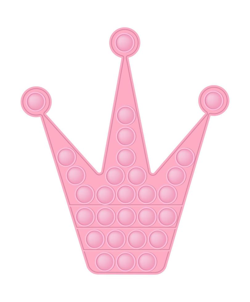 popping toy couronne rose un jouet en silicone à la mode pour les fidgets. jouet anti-stress addictif de couleur rose pastel. jouet de développement sensoriel à bulles pour les doigts des enfants. illustration vectorielle isolée vecteur