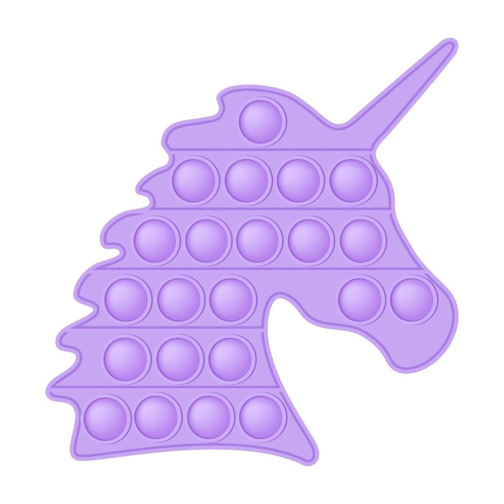 popping toy licorne bleue un jouet en silicone à la mode pour les fidgets. jouet anti-stress addictif de couleur rose pastel. jouet de développement sensoriel à bulles pour les doigts des enfants. illustration vectorielle isolée vecteur