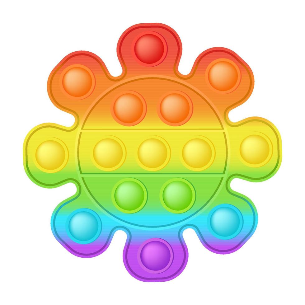 jouet popping jouet en silicone fleur arc-en-ciel lumineux pour les fidgets. jouet de développement sensoriel à bulles addictif pour les doigts des enfants. illustration vectorielle isolée vecteur