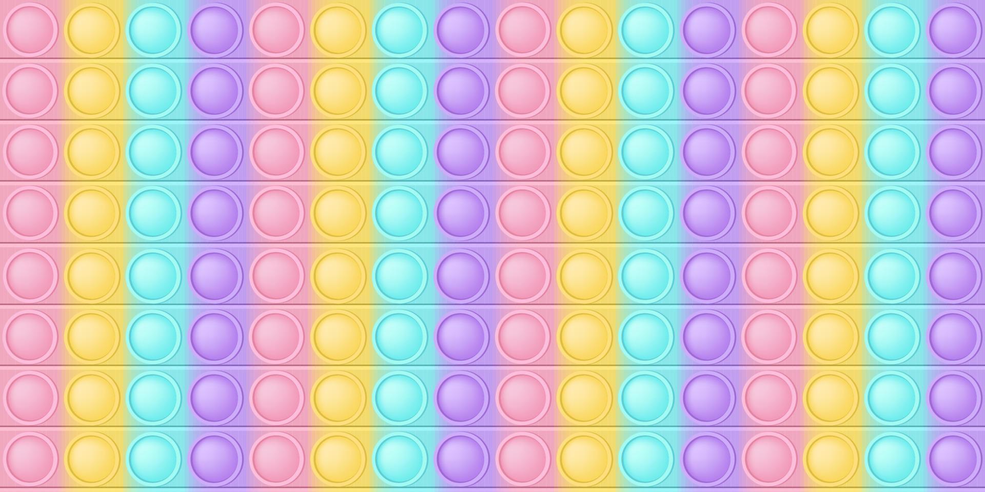 fond de jouet éclatant un jouet en silicone à la mode pour les fidgets. jouet anti-stress addictif aux couleurs pastel. développement sensoriel des bulles pour les doigts des enfants. illustration vectorielle en rectangle pour bannière. vecteur