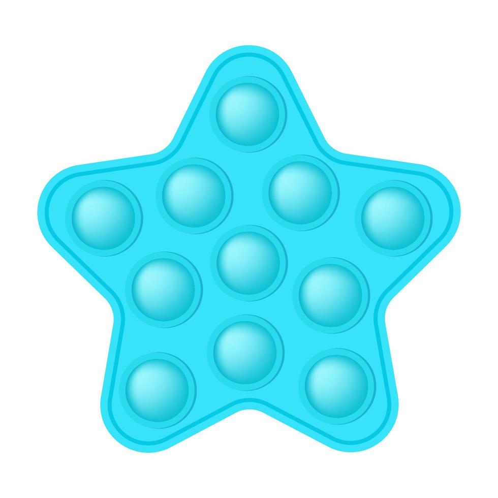 popping toy lumineux teal star jouet en silicone pour fidgets. jouet de développement sensoriel à bulles addictif pour les doigts des enfants. illustration vectorielle isolée vecteur