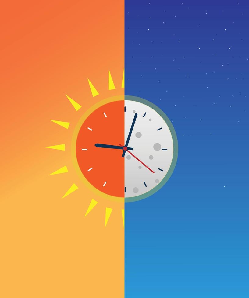 illustration vectorielle de l'horloge avec concept jour nuit vecteur