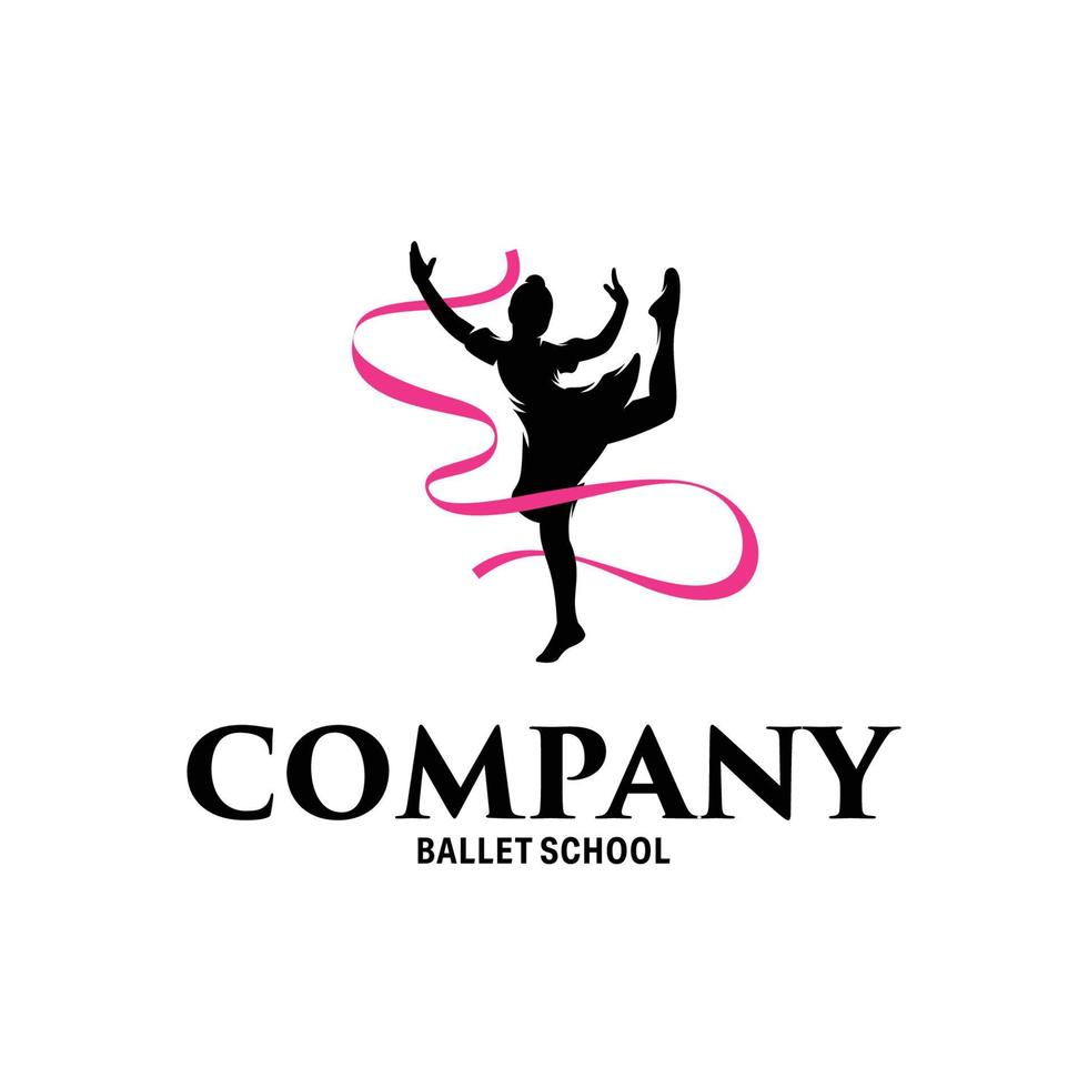 silhouette de création de logo de ballet enfant vecteur