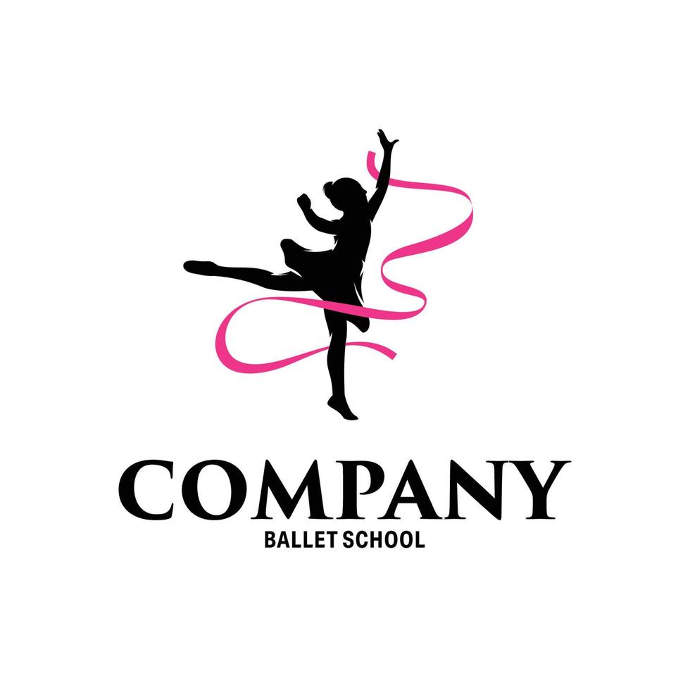 silhouette de création de logo de ballet enfant vecteur