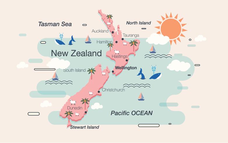 Vecteur de carte de Nouvelle-Zélande